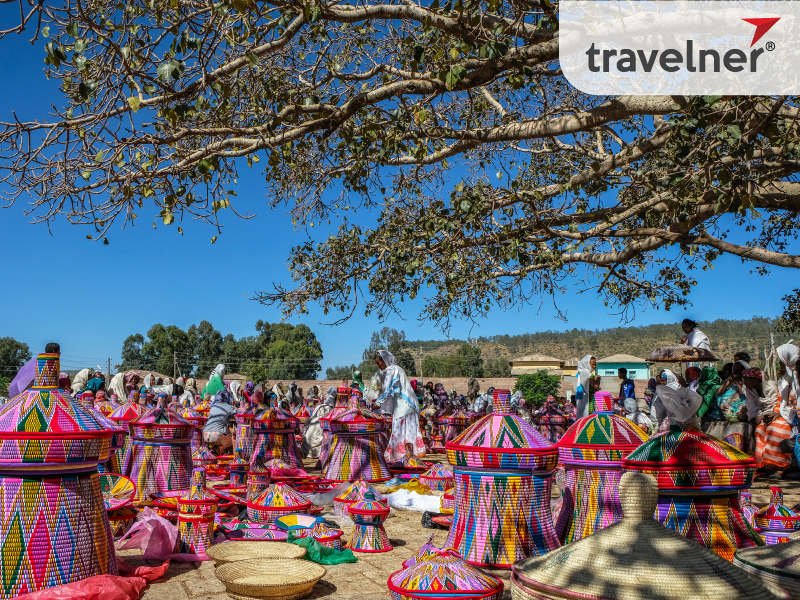 A traditional market in Aksum is selling crafts. A traditional market in Aksum is selling crafts.