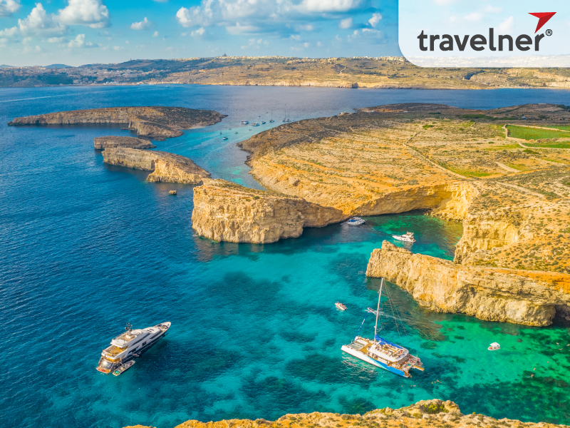 Aerial view of Comino, Blue Lagoon in Malta island Aerial view of Comino, Blue Lagoon in Malta island