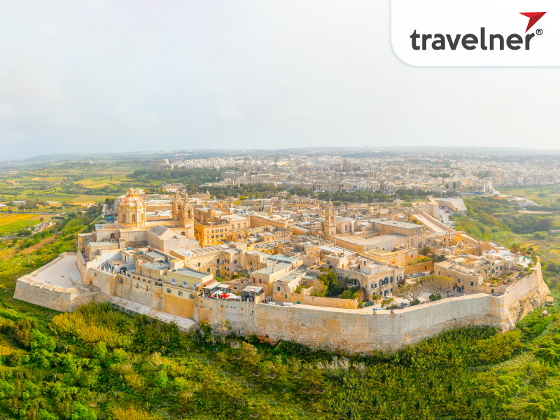 Aerial view of the town of Mdina fortress in Malta Aerial view of the town of Mdina fortress in Malta
