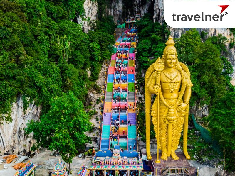 Batu Caves is famous for the highest statue of God Murugan in the world.