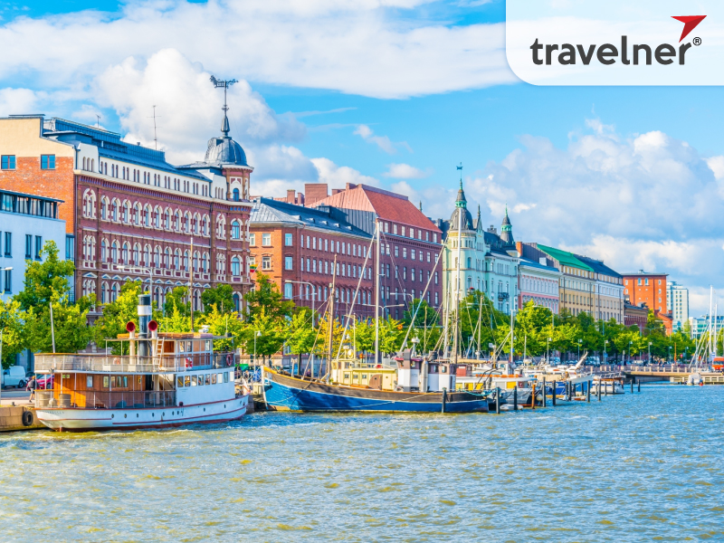 View of a marina in the Kruununhaka district of Helsinki