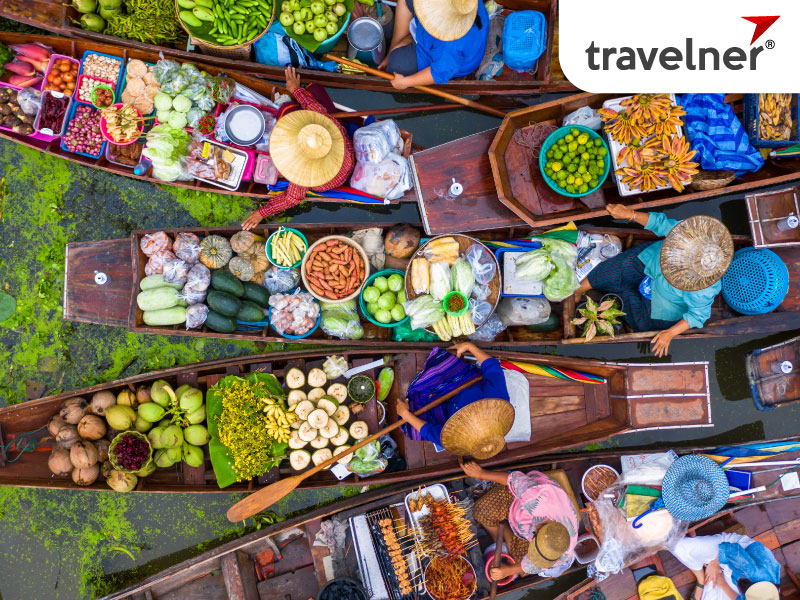 Famous floating market in Thailand with Thai food is regarded as one of the
most delectable in the world Famous floating market in Thailand with Thai food is regarded as one of the
most delectable in the world
