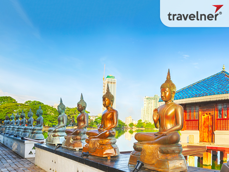 Gangaramaya Temple is decorated in the traditional Burmese style