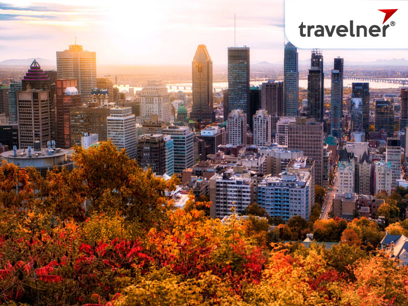 Montreal sunrise with colorful leaves Montreal sunrise with colorful leaves