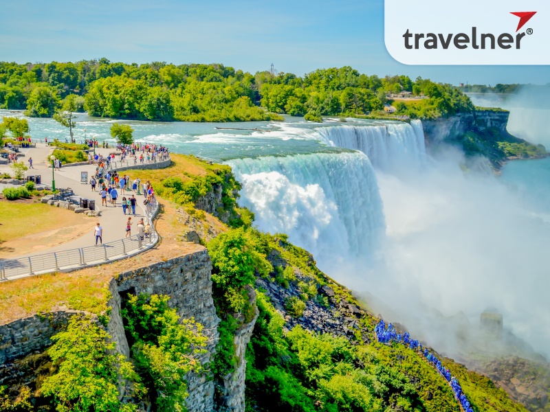 Niagara falls - a majestic group of three waterfalls bordering Canada & the USA Niagara falls - a majestic group of three waterfalls bordering Canada & the USA