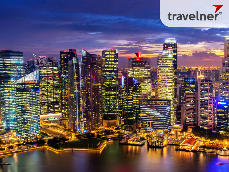 View of Singapore's island nation at night