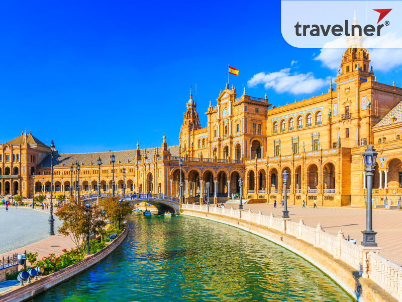 Spain Square (Plaza de Espana) in the Maria Luisa Park, in Seville, Spain, built in 1928