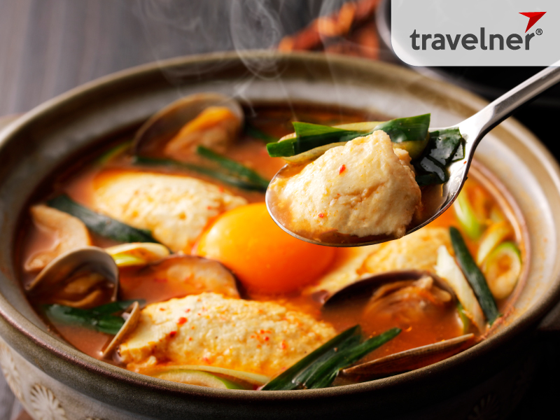 Sundubu Jjigae - a well-known Korean tofu soup in Korean cuisine Sundubu Jjigae - a well-known Korean tofu soup in Korean cuisine