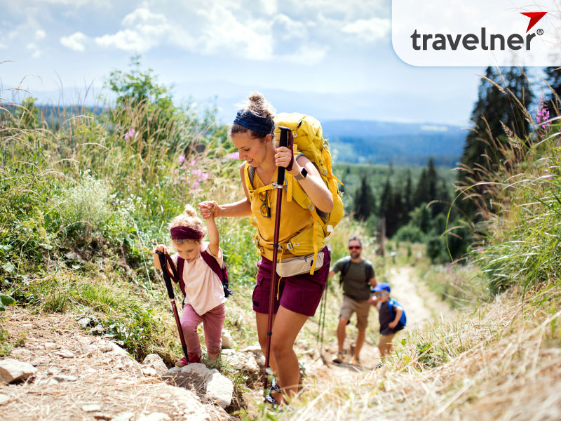 Travelers are hiking and exploring the natural sense