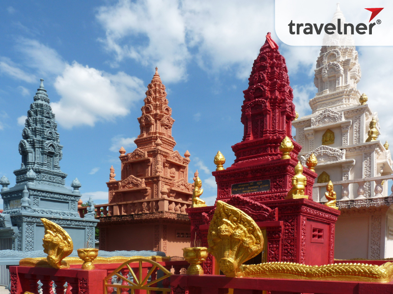 Typical Cambodian temple and tower architecture styles