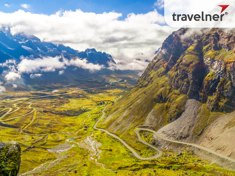 View on Morning fog over the Death Road in the Yungas of Bolivia